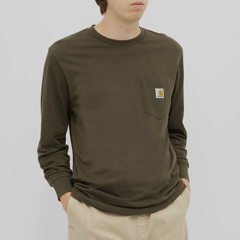 CARHARTT Loose Fit Heavyweight Long-Sleeve Pocket T-Shirt Men's 4XL Dark Green